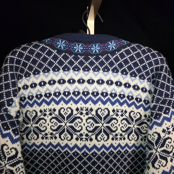 Vintage Skjaeveland Made In Norway 100% Wool Sweater Cardigan - Picture 7 of 10